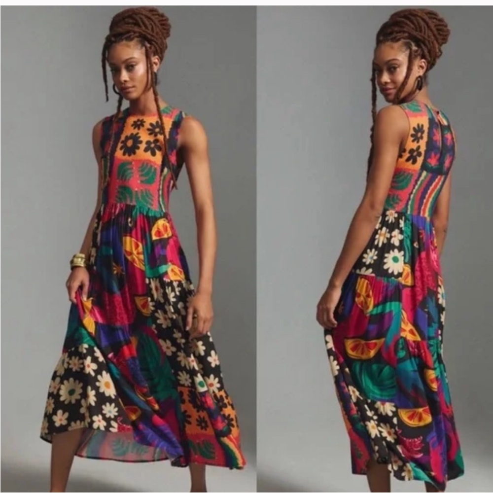 New with Tags FARM Rio Vibrant Multicolor Floral Midi Dress